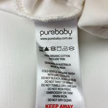 Load image into Gallery viewer, Unisex purebaby, white organic cotton zip coverall, bees, EUC, size 0000,  