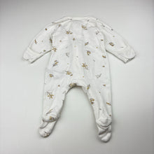 Load image into Gallery viewer, Unisex purebaby, white organic cotton zip coverall, bees, EUC, size 0000,  