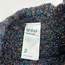 Load image into Gallery viewer, Girls Anko, navy ribbed metallic knit sweater, GUC, size 2,  
