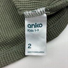 Load image into Gallery viewer, Unisex Anko, green cotton knit waffle long sleeve top, GUC, size 2,  