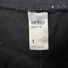 Load image into Gallery viewer, Boys Anko, black cotton blend fleece lined track pants, elasticated, GUC, size 1,  