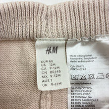 Load image into Gallery viewer, Girls H&amp;M, pink cotton knit pants, elasticated, GUC, size 1,  