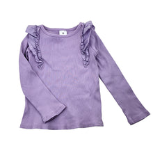 Load image into Gallery viewer, Girls Target, stretch cotton ribbed ruffle long sleeve t-shirt, EUC, size 2,  