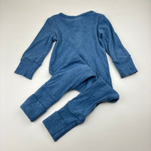 Load image into Gallery viewer, Unisex Baby Berry, blue cotton blend ribbed knit zip romper, GUC, size 0,  