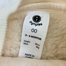 Load image into Gallery viewer, Unisex Dymples, cream fleece sweater, embroidered, EUC, size 00,  