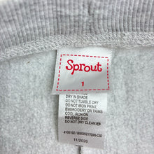 Load image into Gallery viewer, Unisex Sprout, grey cotton blend fleece lined track pants, elasticated, EUC, size 1,  