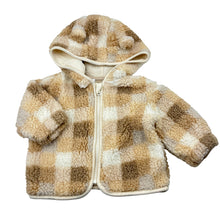 Load image into Gallery viewer, Unisex Dymples, check zip fleece hooded jacket, EUC, size 00,  