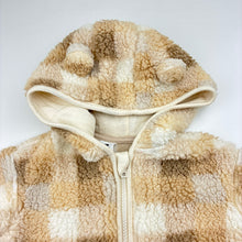Load image into Gallery viewer, Unisex Dymples, check zip fleece hooded jacket, EUC, size 00,  