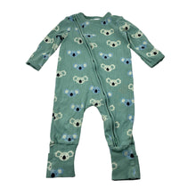 Load image into Gallery viewer, Unisex Sprout, organic cotton blend ribbed zip coverall, koala, EUC, size 00,  