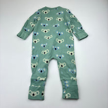 Load image into Gallery viewer, Unisex Sprout, organic cotton blend ribbed zip coverall, koala, EUC, size 00,  