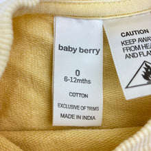 Load image into Gallery viewer, Girls Baby Berry, yellow thick cotton bodysuit / romper, embroidered, EUC, size 0,  