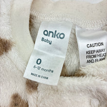 Load image into Gallery viewer, Unisex Anko, zip fleece coverall, teddy bear, GUC, size 0,  