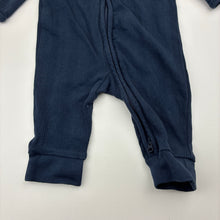 Load image into Gallery viewer, Unisex Target, navy organic cotton blend zip romper, GUC, size 000,  