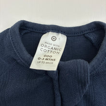 Load image into Gallery viewer, Unisex Target, navy organic cotton blend zip romper, GUC, size 000,  