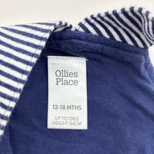Load image into Gallery viewer, Unisex Ollie's Place, striped cotton shortalls, embroidered, GUC, size 1,  