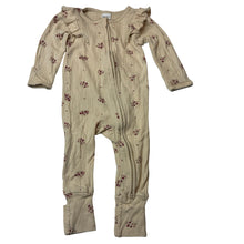 Load image into Gallery viewer, Girls Baby Berry, cream cotton floral pointelle ruffle zip coverall, GUC, size 0,  