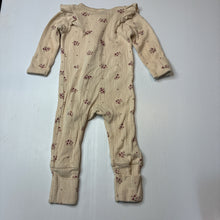 Load image into Gallery viewer, Girls Baby Berry, cream cotton floral pointelle ruffle zip coverall, GUC, size 0,  