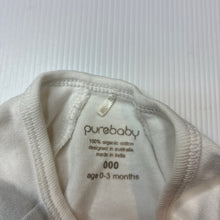 Load image into Gallery viewer, Unisex purebaby, white organic cotton zip coverall, EUC, size 000,  