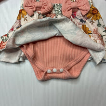 Load image into Gallery viewer, Girls ribbed, ruffle romper dress, EUC, size 000,  