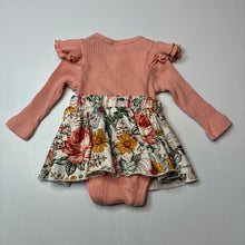 Load image into Gallery viewer, Girls ribbed, ruffle romper dress, EUC, size 000,  