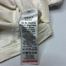 Load image into Gallery viewer, Unisex Next, cream cotton t-shirt, embroidered, EUC, size 000,  