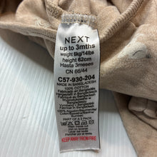 Load image into Gallery viewer, Unisex Next, brown cotton coverall, rabbit, EUC, size 000,  