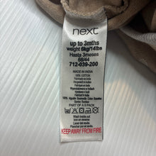 Load image into Gallery viewer, Unisex Next, tan cotton coverall, rainbow, EUC, size 000,  