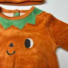 Load image into Gallery viewer, Unisex Tex, orange velour romper + hat, embroidered, pumpkin, GUC, size 0-1,  