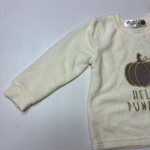 Load image into Gallery viewer, Unisex HELLO PUMPKIN, cream velour pyjama top, embroidered, EUC, size 1,  