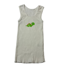 Load image into Gallery viewer, Unisex Tiny Little Wonders, white cotton singlet, dinosaur, GUC, size 1,  