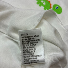Load image into Gallery viewer, Unisex Tiny Little Wonders, white cotton singlet, dinosaur, GUC, size 1,  