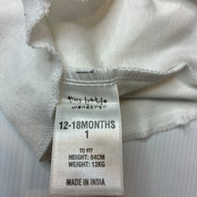 Load image into Gallery viewer, Unisex Tiny Little Wonders, white cotton singlet, dinosaur, GUC, size 1,  