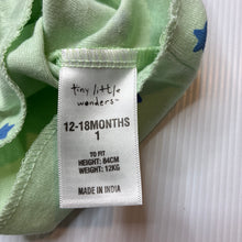 Load image into Gallery viewer, Unisex Tiny Little Wonders, green cotton singlet, EUC, size 1,  