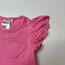 Load image into Gallery viewer, Girls Anko, pink cotton ruffle t-shirt, broderie trim, GUC, size 000,  