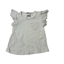 Load image into Gallery viewer, Girls Anko, white cotton ruffle t-shirt, broderie trim, GUC, size 000,  
