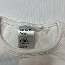Load image into Gallery viewer, Girls Anko, white cotton ruffle t-shirt, broderie trim, GUC, size 000,  