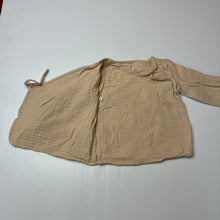 Load image into Gallery viewer, Girls M&amp;S, tan cotton wrap-front top, GUC, size 00,  