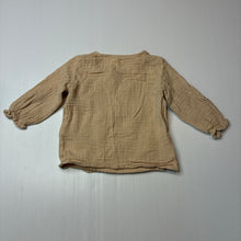 Load image into Gallery viewer, Girls M&amp;S, tan cotton wrap-front top, GUC, size 00,  