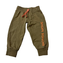 Load image into Gallery viewer, Unisex Bonds, khaki cotton blend fleece lined track pants, elasticated, GUC, size 0,  