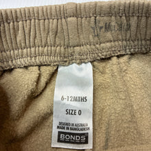 Load image into Gallery viewer, Unisex Bonds, khaki cotton blend fleece lined track pants, elasticated, GUC, size 0,  