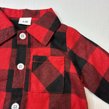 Load image into Gallery viewer, Unisex check, long sleeve collared bodysuit, EUC, size 000,  