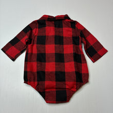 Load image into Gallery viewer, Unisex check, long sleeve collared bodysuit, EUC, size 000,  