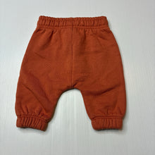 Load image into Gallery viewer, Unisex Baby Berry, rust cotton blend basic fleece lined track pants, elasticated, EUC, size 000,  