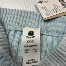 Load image into Gallery viewer, Unisex Dymples, blue organic cotton ribbed pants, NEW, size 000,  