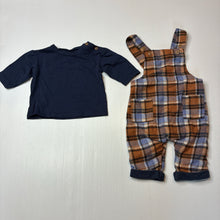 Load image into Gallery viewer, Unisex Baby Baby, long sleeve top &amp; overalls set, EUC, size 000,  