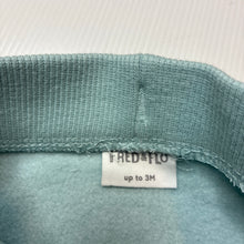 Load image into Gallery viewer, Unisex FRED &amp; FLO, aqua cotton blend basic fleece lined track pants, elasticated, EUC, size 000,  