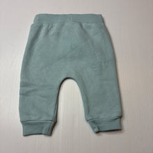 Load image into Gallery viewer, Unisex FRED &amp; FLO, aqua cotton blend basic fleece lined track pants, elasticated, EUC, size 000,  