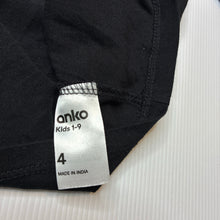 Load image into Gallery viewer, Unisex Anko, plain black cotton long sleeve t-shirt, GUC, size 4,  