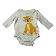 Load image into Gallery viewer, Unisex Disney, The Lion King cotton long sleeve bodysuit, Simba, EUC, size 00,  