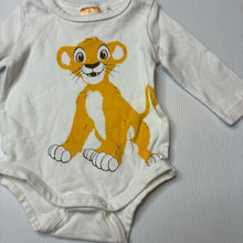 Load image into Gallery viewer, Unisex Disney, The Lion King cotton long sleeve bodysuit, Simba, EUC, size 00,  